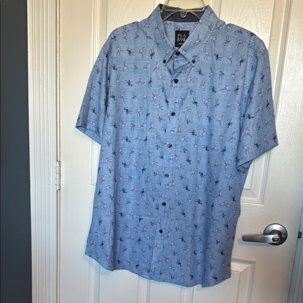 Jos. A Banks Blue Flamingo Print Men's Shirt